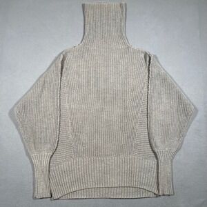 Free People Gray Oversized Chunky Turtleneck‎ Pullover Sweater Size Small Ribbed